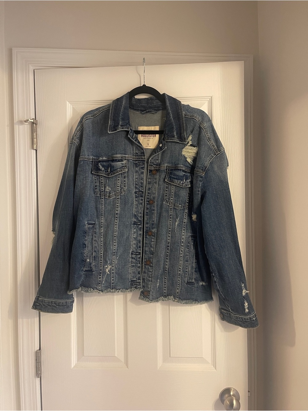 Hollister Distressed Blue Denim Trucker Jacket - Women's